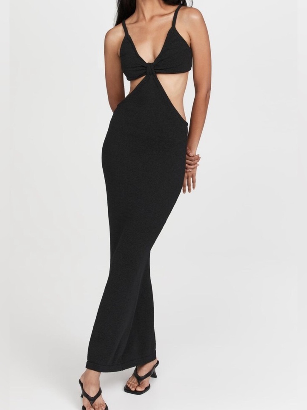 Babyboo Black Cutout Maxi Dress with Knot Front